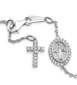 Sterling Silver Zirconia Rosary Bracelet