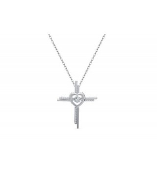 NYC Sterling Women Cubic Zirconia Double Row Cross Dancing Stone Pendant Necklace - CW12O18GZ3J