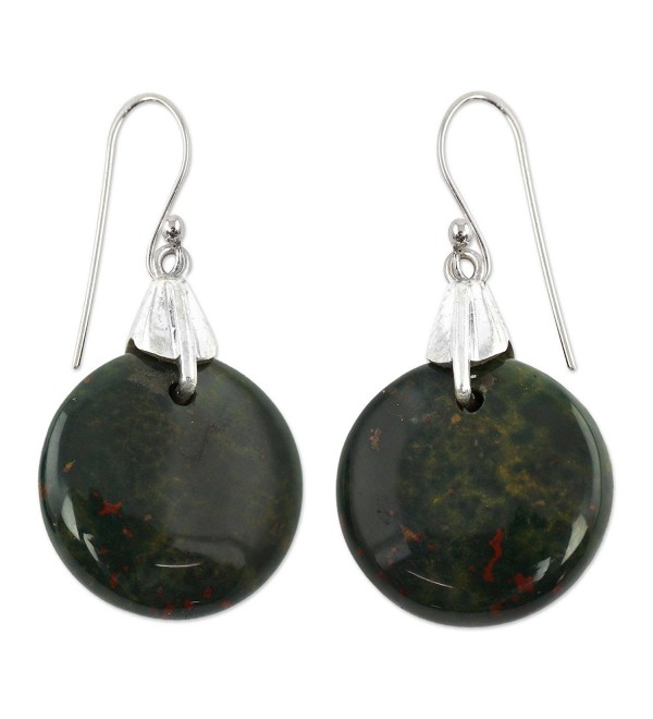 NOVICA Bloodstone .925 Sterling Silver Dangle Earrings 'Moon of Justice' - CM12DUHT615