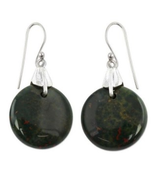 NOVICA Bloodstone .925 Sterling Silver Dangle Earrings 'Moon of Justice' - CM12DUHT615