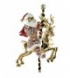 Bejeweled Christmas Goldtone "Santa on Reindeer Carousel" Pin 277 - CT12OI6FFJ1