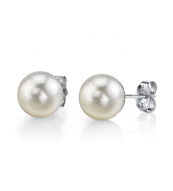 14K Gold 6.5-7.0mm White Freshwater Cultured Pearl Stud Earrings - AAA Quality - CQ11WLMHERJ