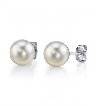 14K Gold 6.5-7.0mm White Freshwater Cultured Pearl Stud Earrings - AAA Quality - CQ11WLMHERJ