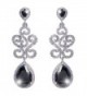 EVER FAITH Art Deco S-Shape Teardrop Pierced Dangle Earrings Flawless Zircon - Black Silver-Tone - CI11J2EVKJR