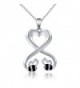 925 Sterling Silver Double Bees Infinity Love Heart Pendant Necklace for Girlfriend- 18" - CA1820LY5S9