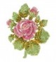 EVER FAITH Austrian Crystal Wedding Bridal Romantic Rose Flower Leaves Brooch - Pink Gold-Tone - CV11TRS0JXV