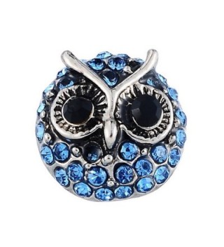 Souarts Blue Owl Shape Rhinestone Mini Snap Button Fit Bracelets - C81227KS54Z