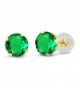 1.54 Ct Round 6mm Green Nano Emerald 14K Yellow Gold Stud Earrings - CQ11H7ODYMZ