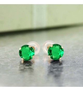Round Green Emerald Yellow Earrings