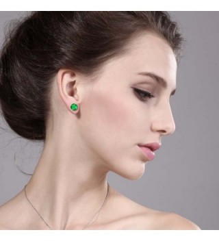 Round Green Emerald Yellow Earrings in Women's Stud Earrings