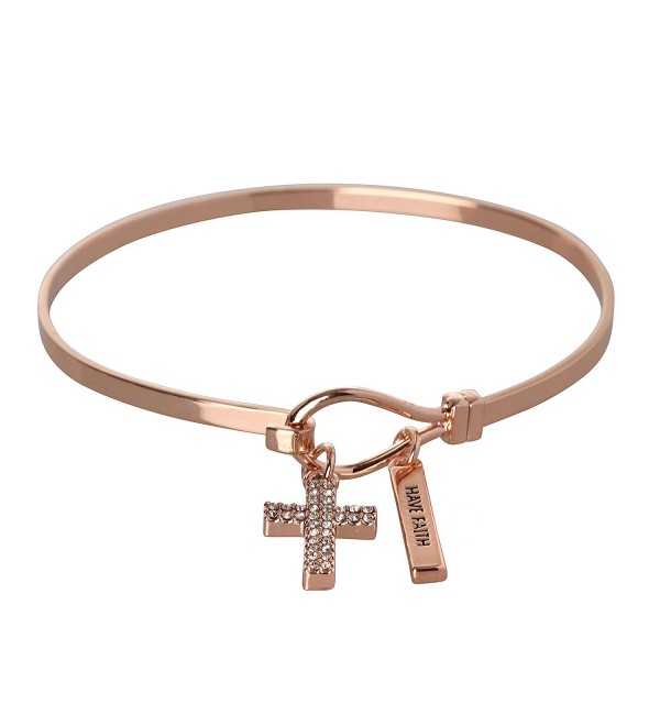 BCBG Generation Cross Charm Bracelet - Rose Gold-Crystal - CB182SOCYZS