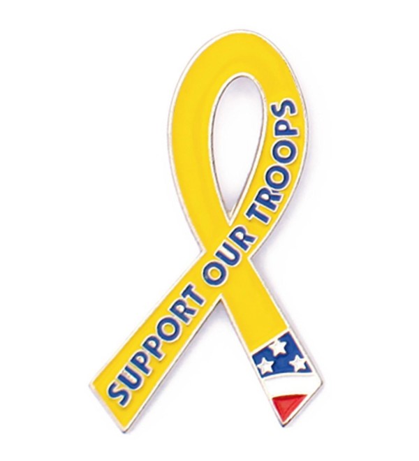 PinMart's Support Our Troops Yellow Awareness Ribbon Enamel Lapel Pin - C3110UX0Q8P