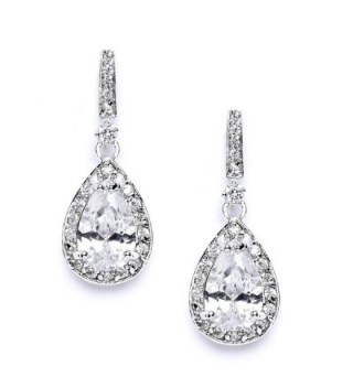 Mariell Elegant CZ Bridal Wedding Earrings with Dainty Pear-shaped Drops - Prom & Bridesmaids Style Too - CZ11ZP6U623