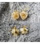 Gold Dipped Rose Earring Ivory in Women's Drop & Dangle Earrings