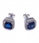 Earrings Princess Simulated Blue Sapphire