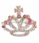 Christmas Day Gift Crystal Rhinestone Filigree England Royal Queen Crown Pin Brooch - CB12FVR76Q9