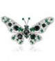 Alilang Nickel Tone Emerald Green Colored Rhinestones Butterfly Insect Brooch Pin - CY1163ZKIL9