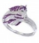 EVER FAITH Women's Crystal Enamel Gorgeous Sleeping Pegasus Bracelet - Purple Silver-Tone - CN11IFZ7X63