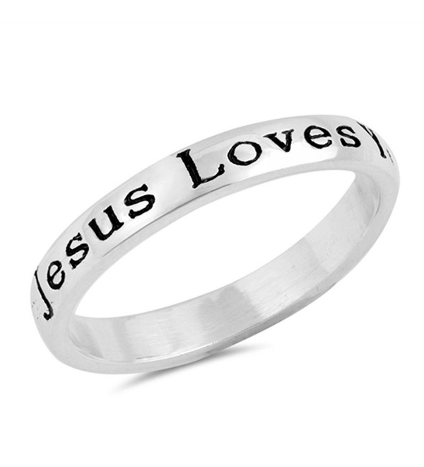 Jesus Loves You Christian Promise Faith Ring 925 Sterling Silver Band Sizes 3-10 - CB12O2O8XAY