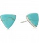 925 Sterling Silver Tiny Natural Coral- Stone- or Shell Triangle 9 mm Post Stud Earrings - Blue Turquoise Stone - CJ114F4JPC3