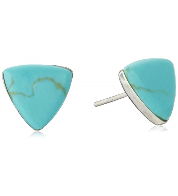 925 Sterling Silver Tiny Natural Coral- Stone- or Shell Triangle 9 mm Post Stud Earrings - Blue Turquoise Stone - CJ114F4JPC3