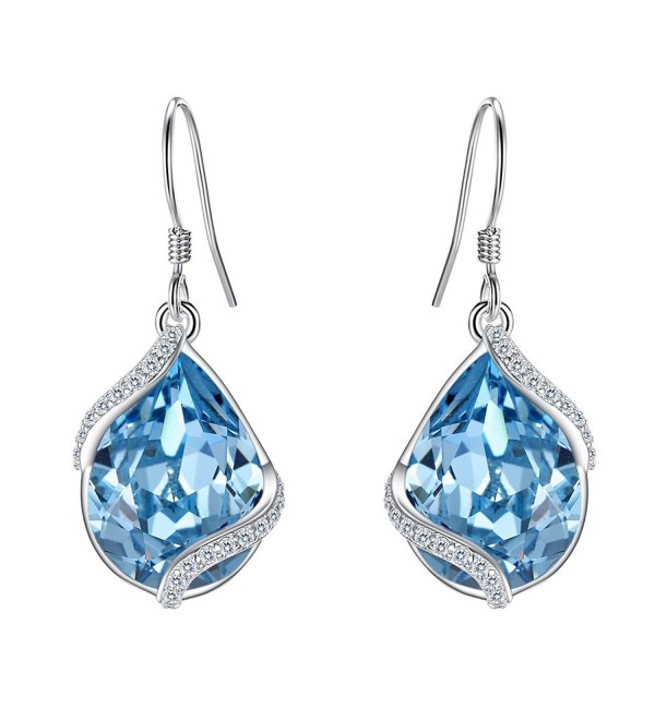 EVER FAITH Sterling Teardrop Swarovski - Light Blue 925 Sterling Silver - C0185QRQ6ZG