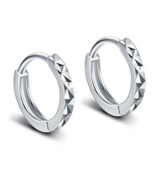 Fashion Womens 925 Sterling Silver Polished Rhombic Finish Tiny Hoop Earrings - CJ12MXA20FV