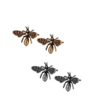 YOU WANG Jewelry For Women Girls Antique Gold Tone Plated Bee Stud Earrings - Gold silver - CK189CINDR6