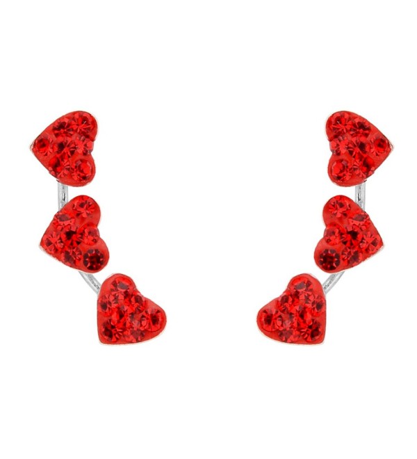 EleQueen Sterling Zirconia Crawlers Earrings - Red - CV17Z58933N