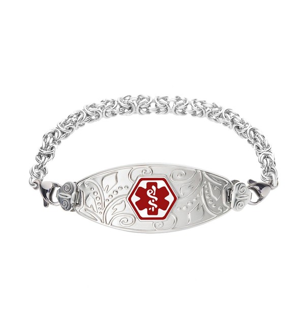 Divoti Custom Engraved Lovely Filigree Medical Alert Bracelet -Handmade Byzantine-Red - CS12CW0M05P