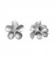 Sterling Silver Plumeria Stud CZ Earrings- 12mm - C21175T8XCD