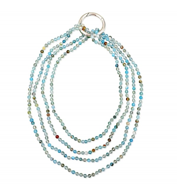 BjB 70 Inch 4MM Natural Agate Stone Beaded Hand Knotted Light Weight Endless Infinity Long Necklace. - Blue agate - CZ1864473NX