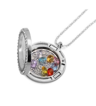 Flower Birthstone Crystal Necklace Friendship in Women's Lockets