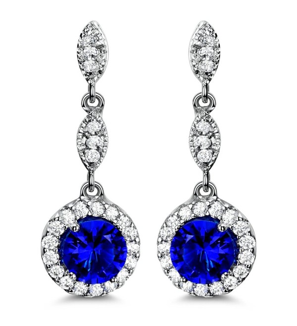 Blue Drop Earrings Cubic Zirconia Earrings for Women Wedding - C917YO7ZXOE