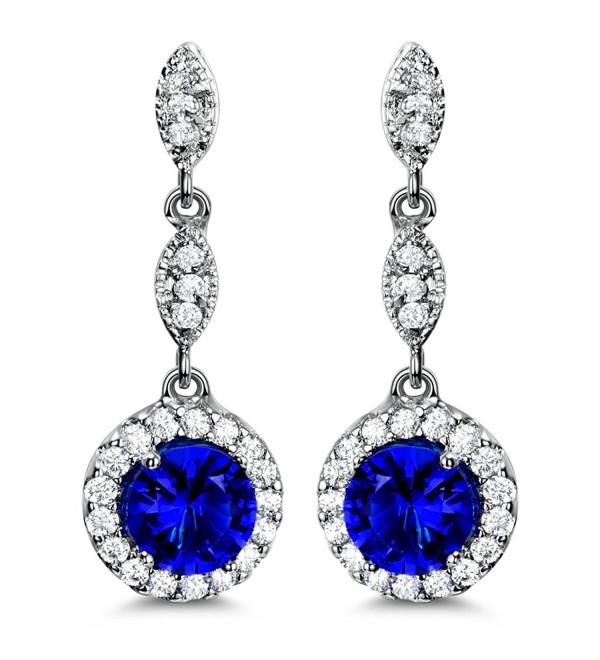 Blue Drop Earrings Cubic Zirconia Earrings for Women Wedding - C917YO7ZXOE