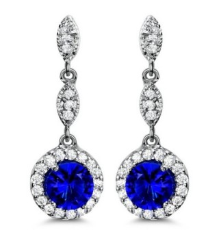 Blue Drop Earrings Cubic Zirconia Earrings for Women Wedding - C917YO7ZXOE