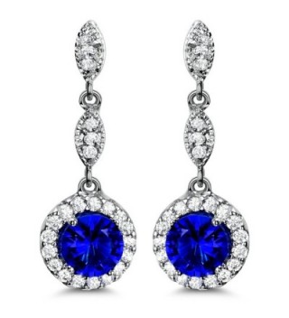 Blue Drop Earrings Cubic Zirconia Earrings for Women Wedding - C917YO7ZXOE