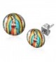 Guadalupe Nuestra madre 10mm Circle Stud Earrings (Virgen de Guadalupe) - CI11CC4AYO5