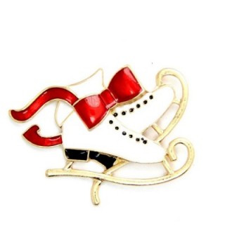 Christmas Brooch Pin Vintage Ice Skating Holiday Brooch Xmas Gift - C21275410EZ