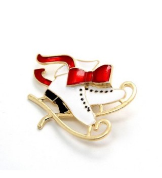 Christmas Brooch Vintage Skating Holiday