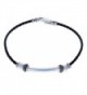 Womens Sterling Silver & Black Leather Ladies Anklet - C912MZ3CQDL
