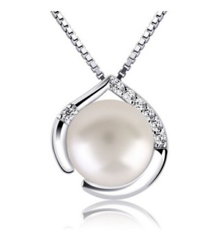 B.Catcher Pearl Necklace 925 Sterling Silver Cubic Zirconia Heart Pendant Necklace - CP185I35CIZ
