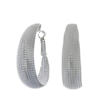 Pop Fashion Large- Lightweight- Silver- Hoop Earrings- Hoops- Oval- Beaded Earrings- Latch Back- Post- Large - C312HAHQQTF