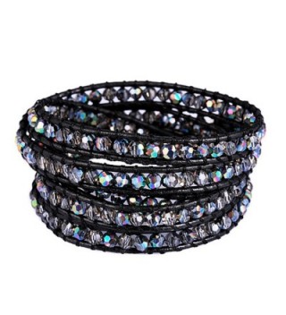 Genuine Leather Bracelet Colors rhinestone - C21866X67CN