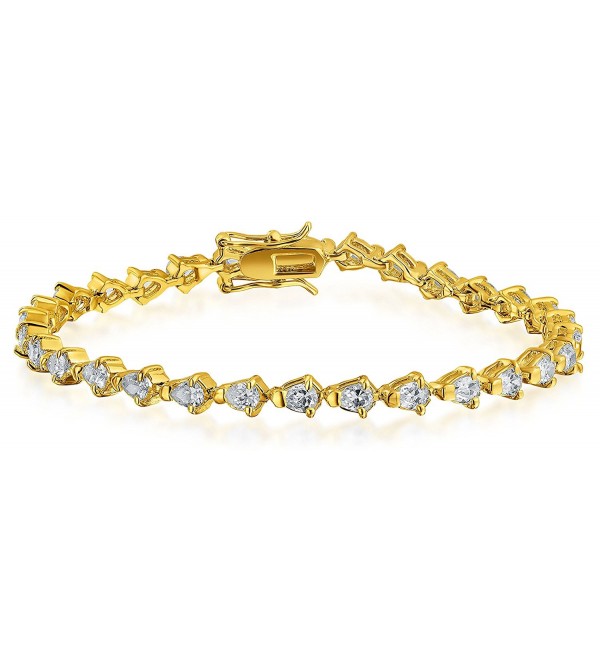 Bling Jewelry Gold Plated Teardrop Cubic Zirconia Tennis Bracelet 7 Inch - C011D3UKQXH