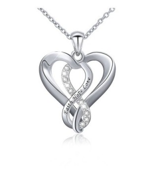 925 Sterling Silver Infinity Faith Hope Love Heart Pendant Necklace for Women - CD12O0T05AY