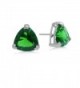 Helenite Triangle Gemstone Stud Earrings - 5.9 CT Gaia Stone - Claw Set in 925 Sterling - Green - CT1874U5735