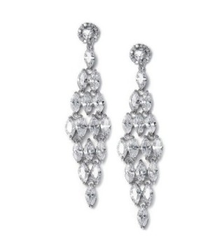Mariell Spectacular Cubic Zirconia Bridal or Formal Chandelier Earrings with Marquis Cluster Dangles - CN12H3L3F25