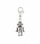 Stainless Steel Lobster Clasp with Alloy Robot Clip On Charm (Robot) SSCL 81H - CS12KBLWPZR