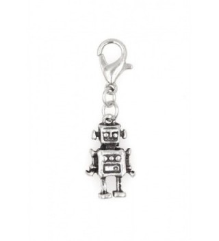 Stainless Steel Lobster Clasp with Alloy Robot Clip On Charm (Robot) SSCL 81H - CS12KBLWPZR